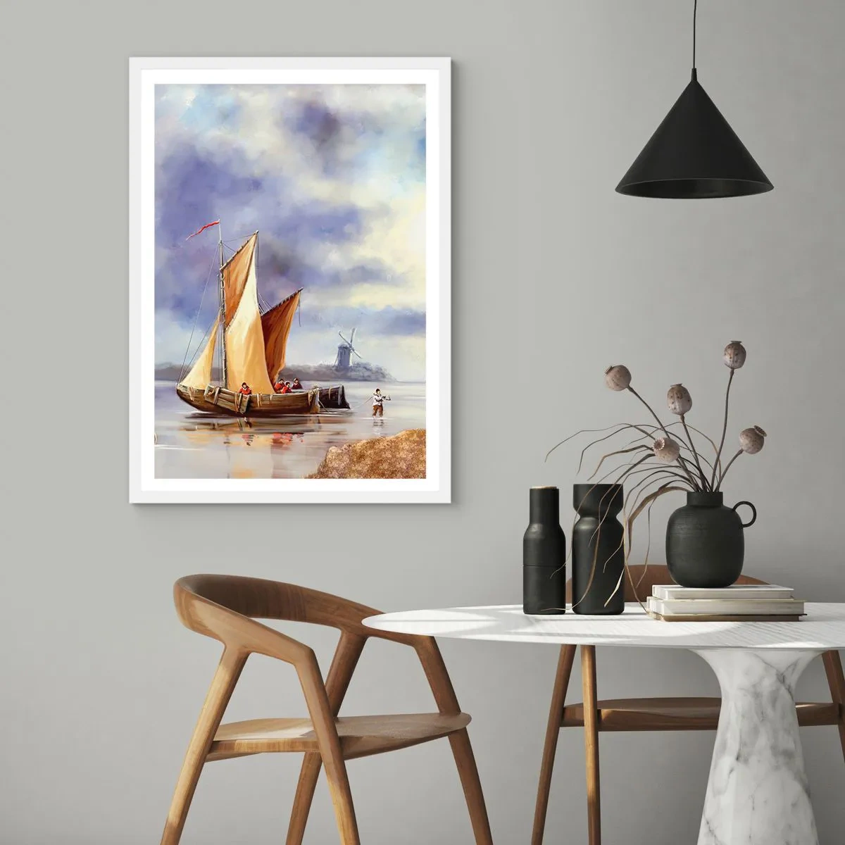 Poster in een witte lijst - De terugkeer van zeelieden - 40x50 cm