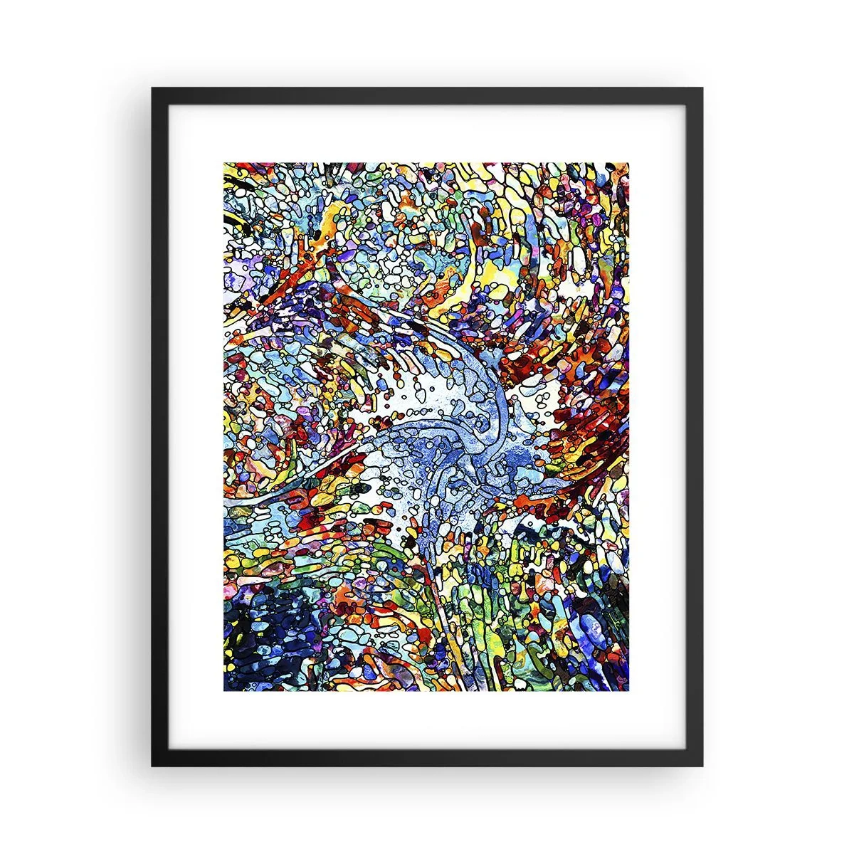 Poster in een zwarte lijst - Glas in lood druppel - 40x50 cm