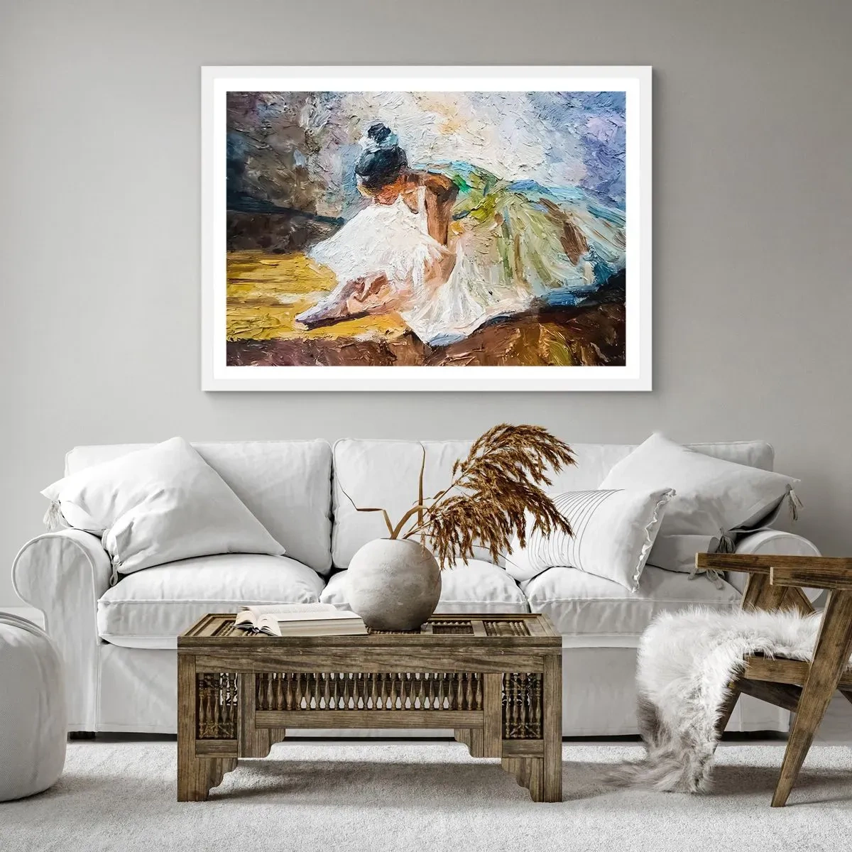 Poster in een witte lijst - Naar een schilderij van Degas - 70x50 cm