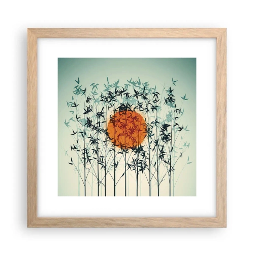 Een poster in een licht eiken lijst - Japanse zon - 30x30 cm
