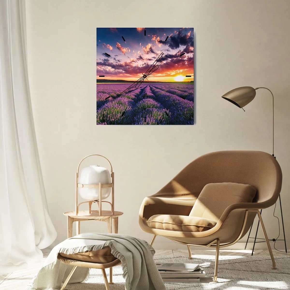 Wandklok - Klok - Lavendel wereld - 40x40 cm