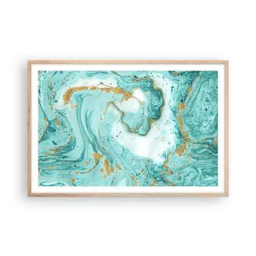 Een poster in een licht eiken lijst - Onder de grote golf van het Edo-tijdperk - 91x61 cm