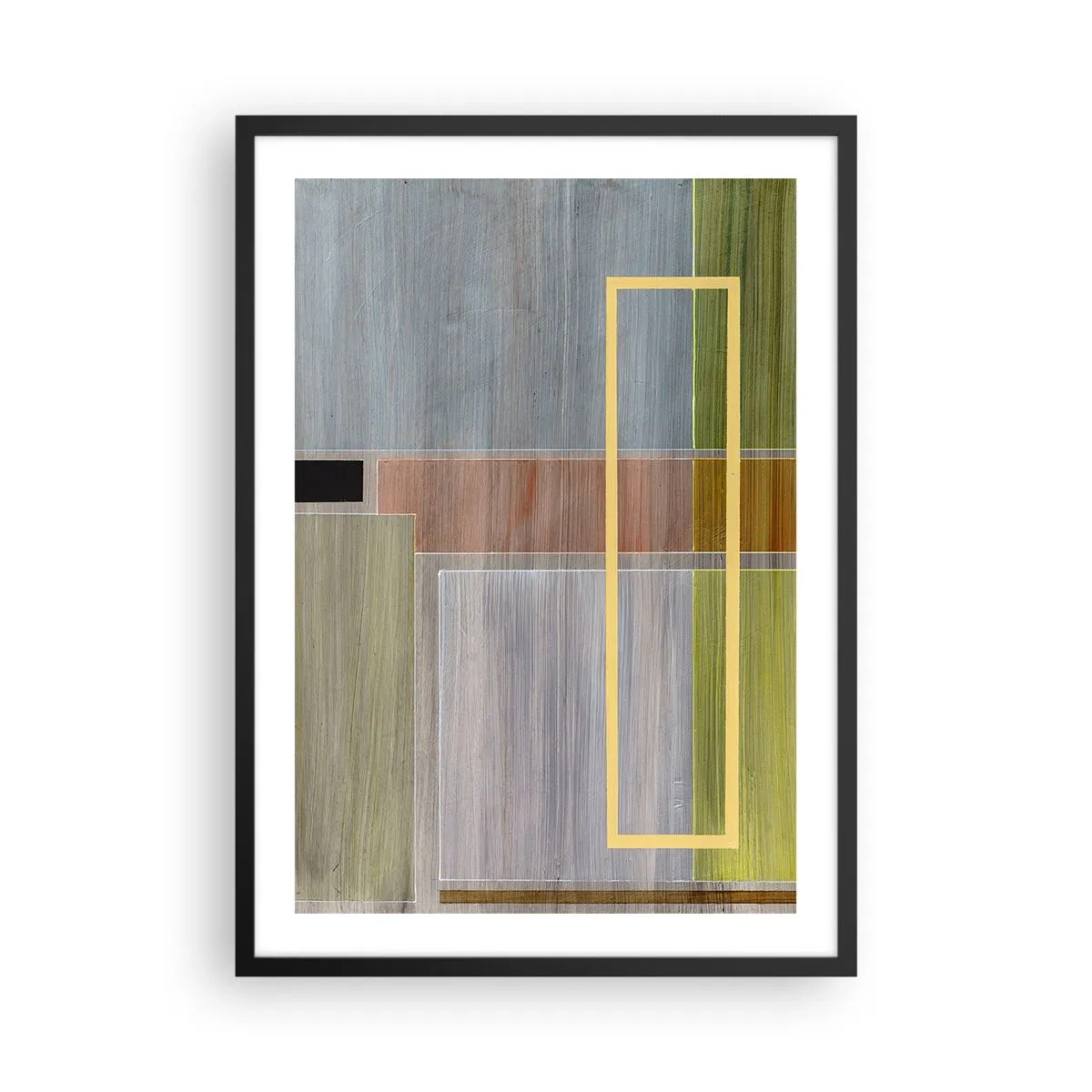 Poster in een zwarte lijst - Geometrische abstractie in gedempte kleuren - 50x70cm - Eenvoudig en rustig - Moderne wanddecoratie voor woonkamer en slaapkamer ARTTOR