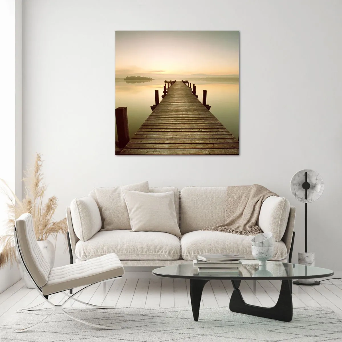 Schilderen op glas - Aanbreken van de dag, licht - 60x60 cm