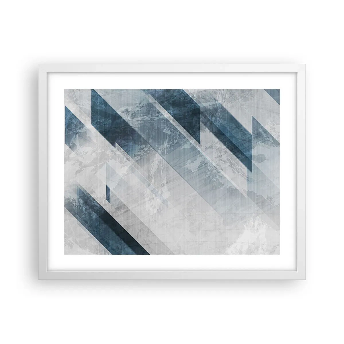 Poster in een witte lijst - Ruimtelijke compositie - grijze beweging - 50x40 cm