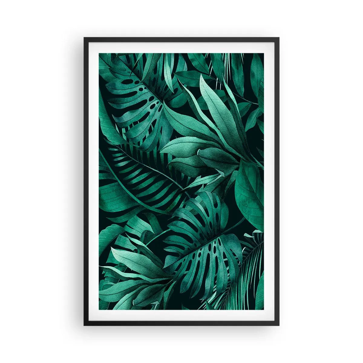 Poster in een zwarte lijst - De diepte van tropisch groen - 61x91 cm