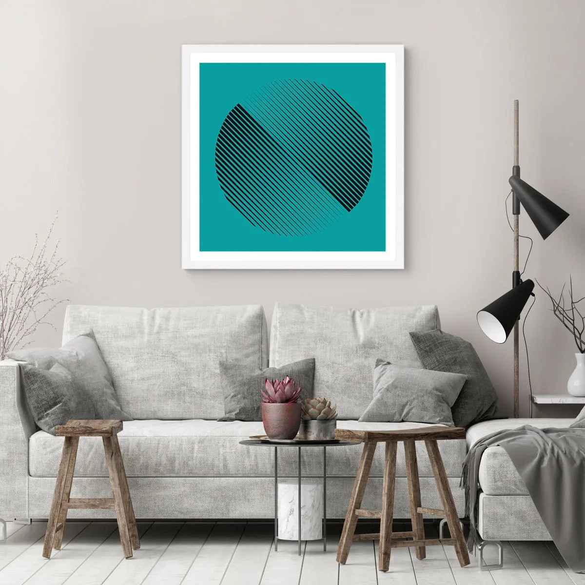 Poster in een witte lijst - Cirkel – een geometrische variatie - 40x40 cm