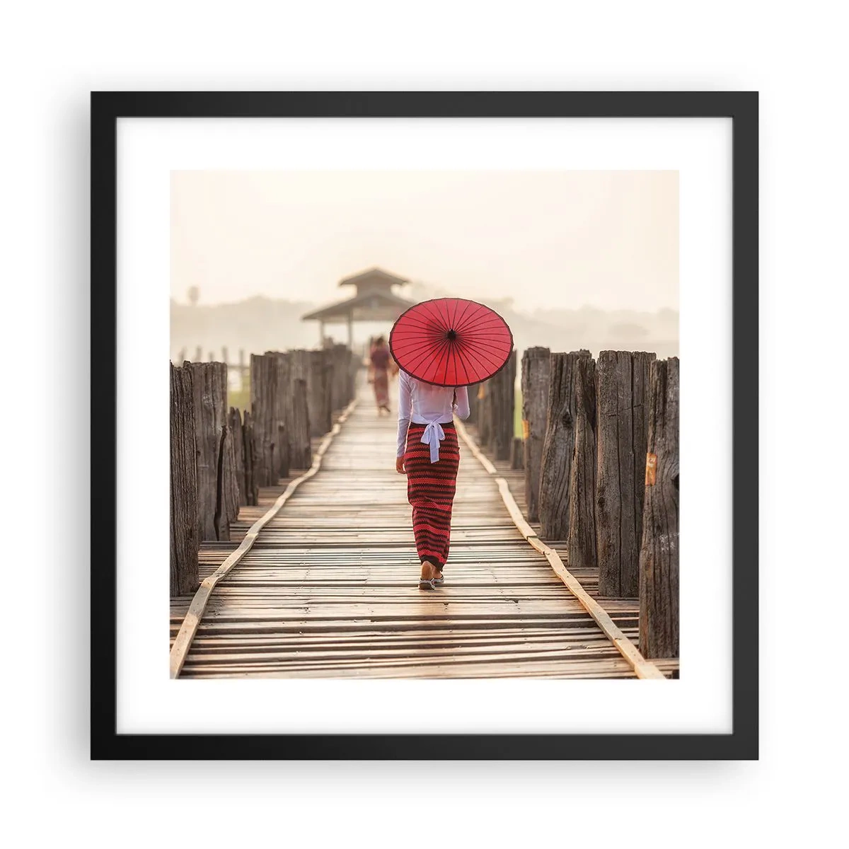 Poster in een zwarte lijst - Op de oude brug - 40x40 cm