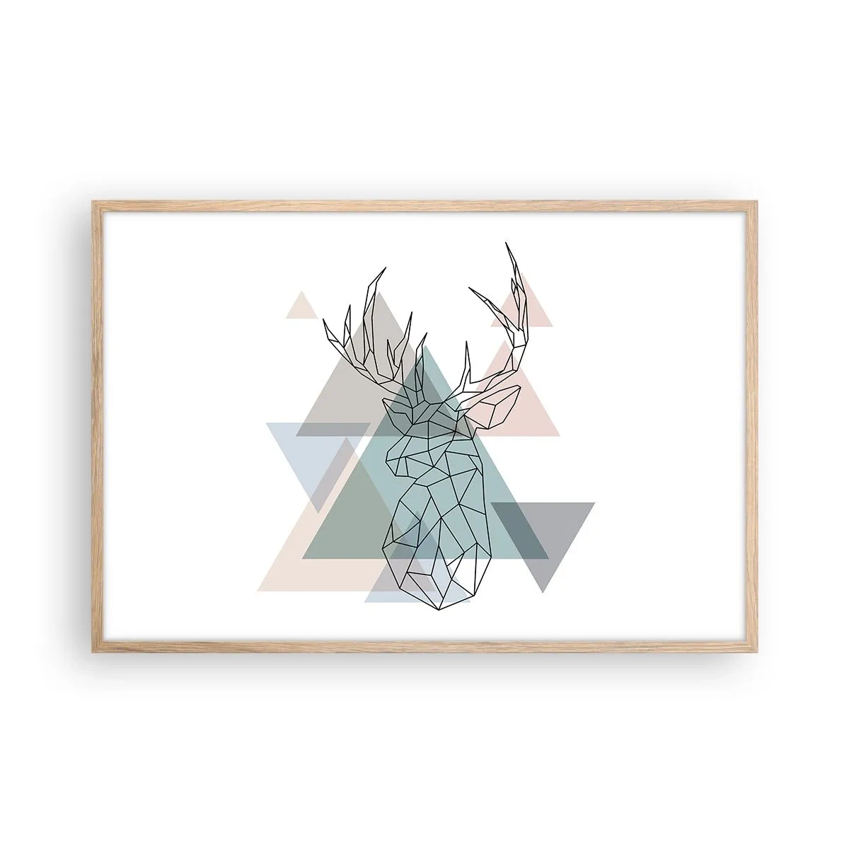 Een poster in een licht eiken lijst - In een geometrisch bos - 91x61 cm