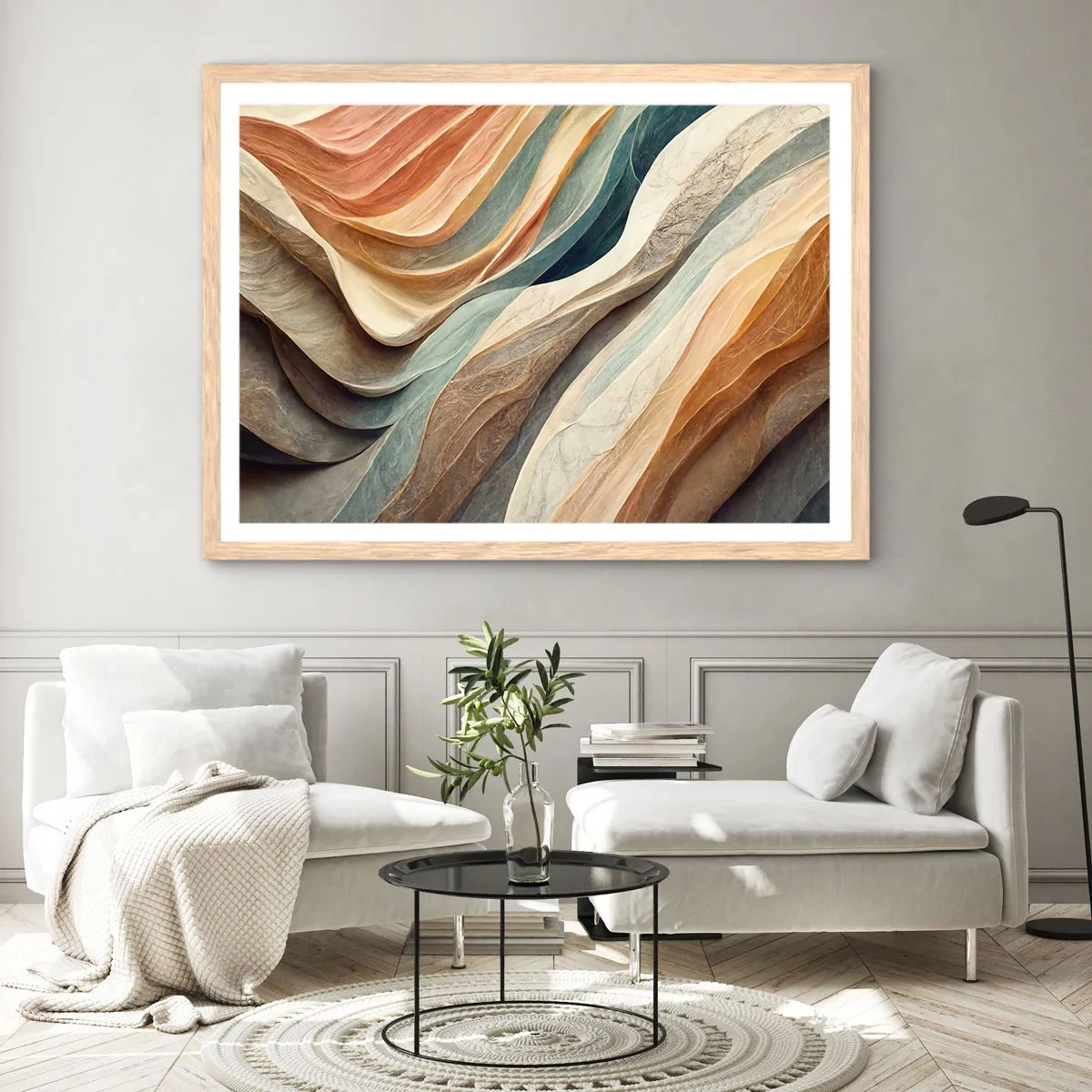 Een poster in een licht eiken lijst - Het moment vóór de verandering - 70x50 cm