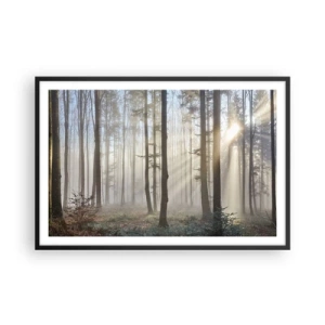 Poster in een zwarte lijst - De mist werd ook wakker - 91x61 cm