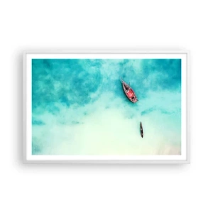 Poster in een witte lijst - Want op de stranden van Zanzibar, wanneer het teveel aan water ... - 91x61 cm