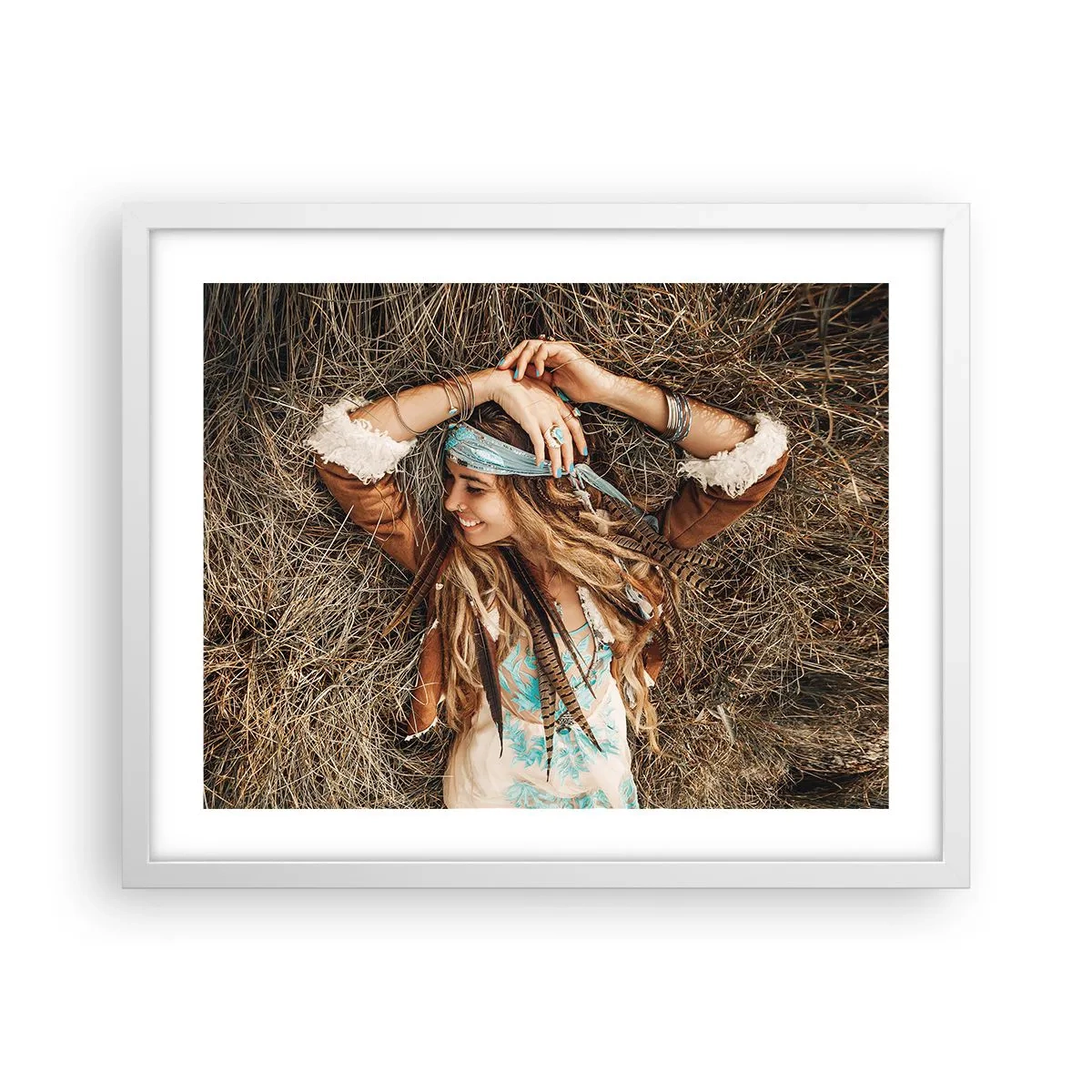 Poster in een witte lijst - Op weg naar de zomer van de liefde - 50x40 cm