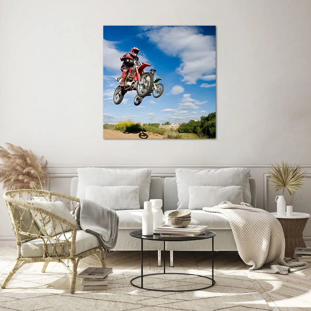 Schilderen op glas - Luchtsprong - 70x70 cm