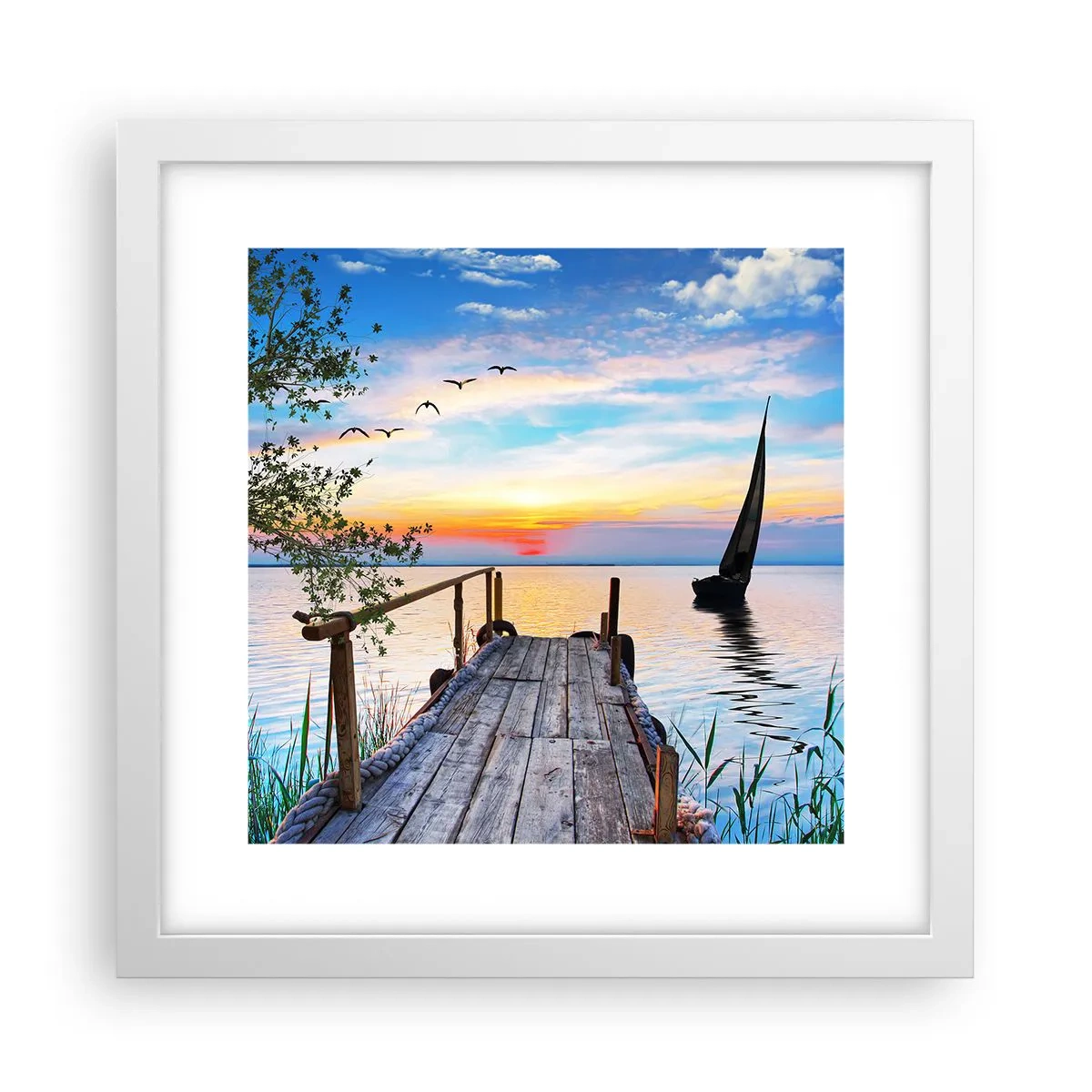 Poster in een witte lijst - Goedeavond - 30x30 cm