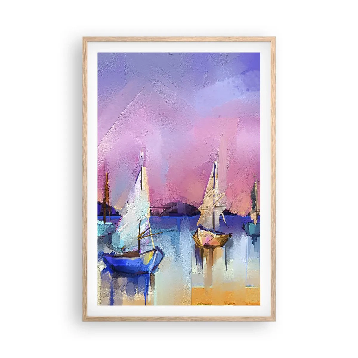 Een poster in een licht eiken lijst - Richting: breed water - 61x91 cm