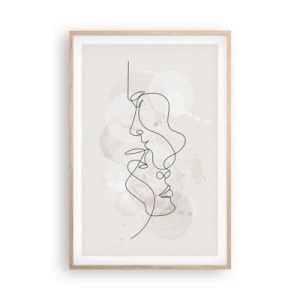 Een poster in een licht eiken lijst - Verstrikt in een omhelzing - 61x91 cm