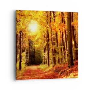 Schilderen op canvas - Gouden herfst op een bosweg - 40x40 cm