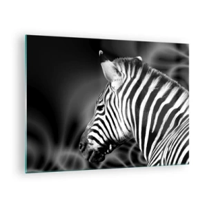 Schilderen op glas - Zebra in zwart-wit esthetiek - 70x50cm - Wit is wit en zwart is zwart - Moderne wanddecoratie voor woonkamer en slaapkamer ARTTOR