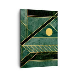 Schilderen op canvas - Dynamiek van goud en azuur - 50x70 cm