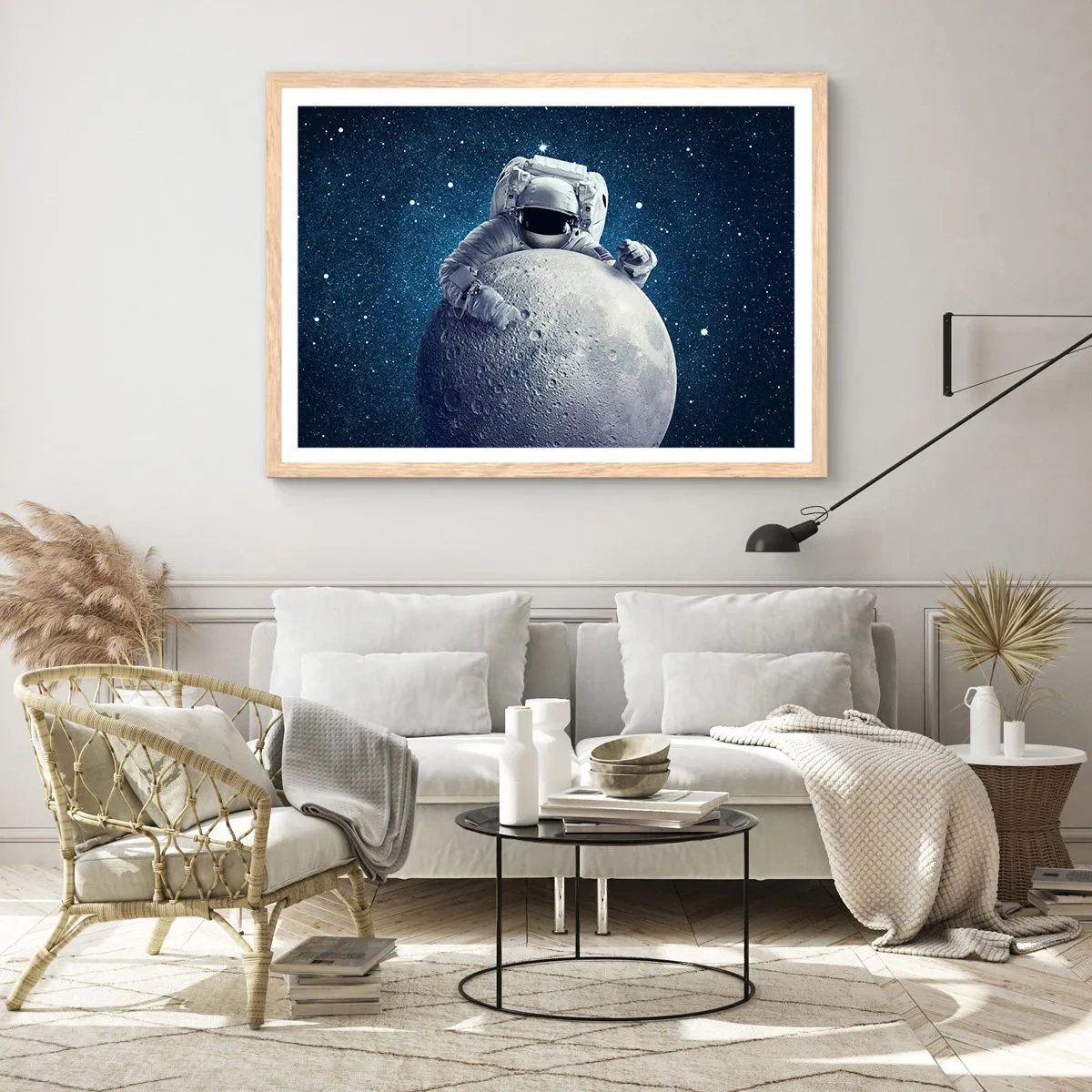 Een poster in een licht eiken lijst - Ruimte grappenmaker - 100x70 cm