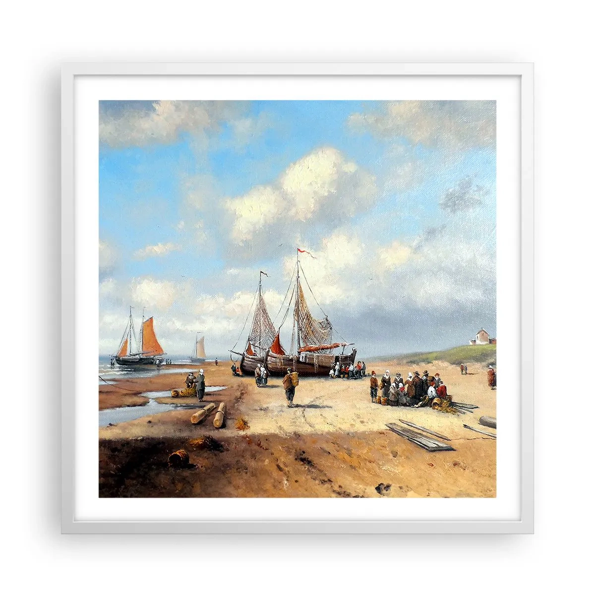 Poster in een witte lijst - Na een geslaagde vangst - 60x60 cm