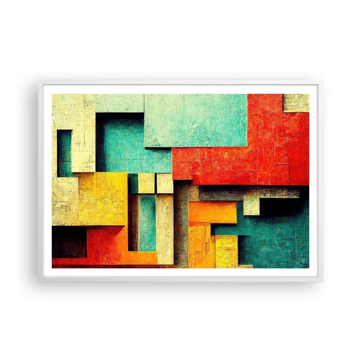 Poster in een witte lijst - Festival van rechte hoeken - 100x70 cm