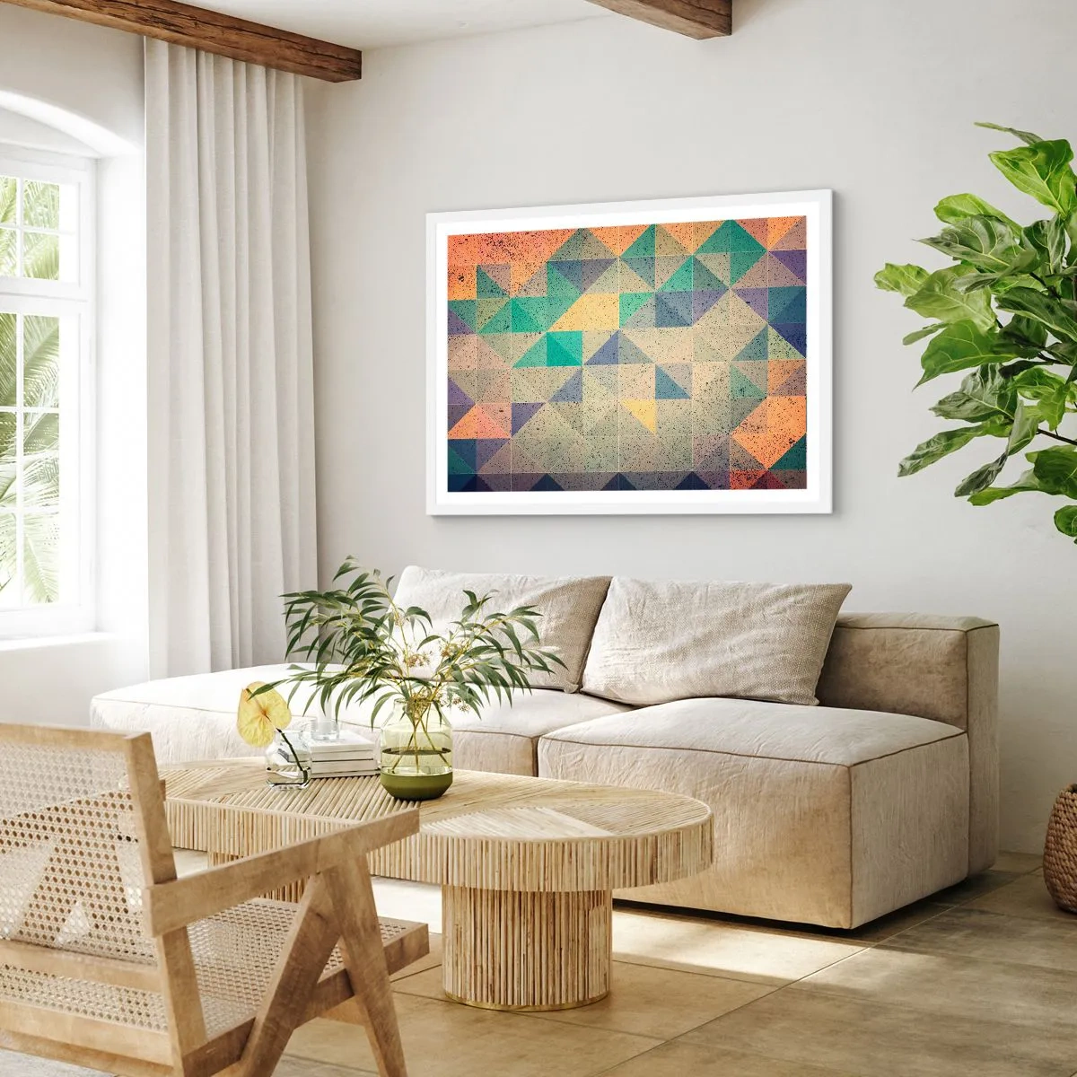 Poster in een witte lijst - Republiek van driehoeken - 70x50 cm