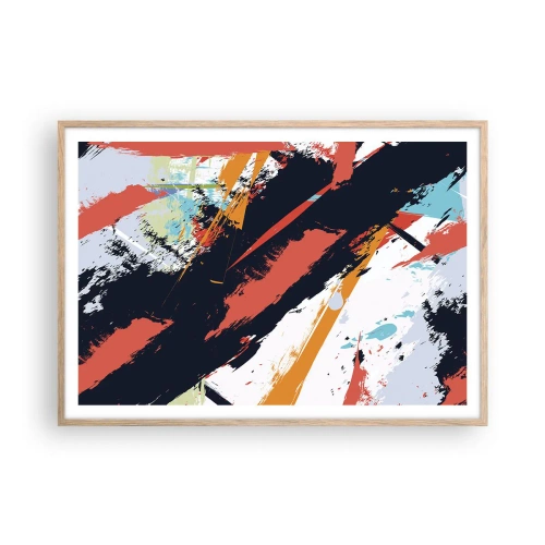 Een poster in een licht eiken lijst - Dynamische compositie - 100x70 cm
