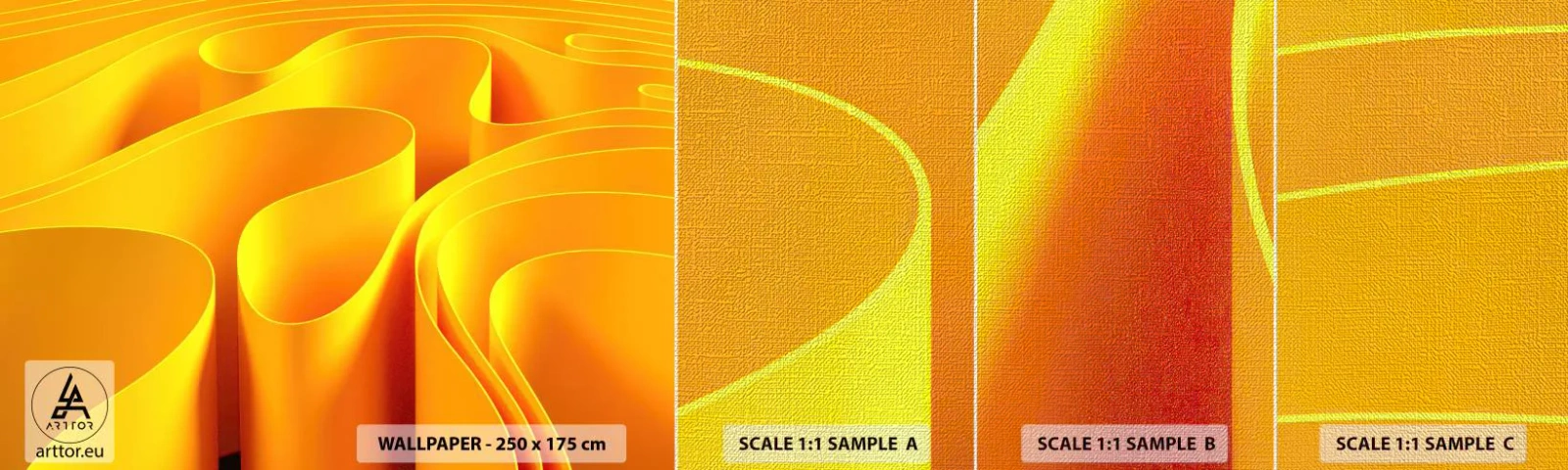 Fotobehang Monster Premium Canvas - Als de golven van de zon - 3D, Modern, Lijnen - 100x30 cm