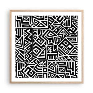 Een poster in een licht eiken lijst - Pre-Columbiaanse compositie - 60x60 cm