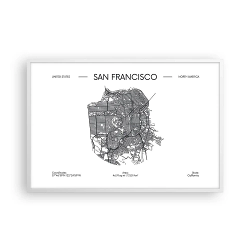 Poster in een witte lijst - Anatomie van San Francisco - 91x61 cm