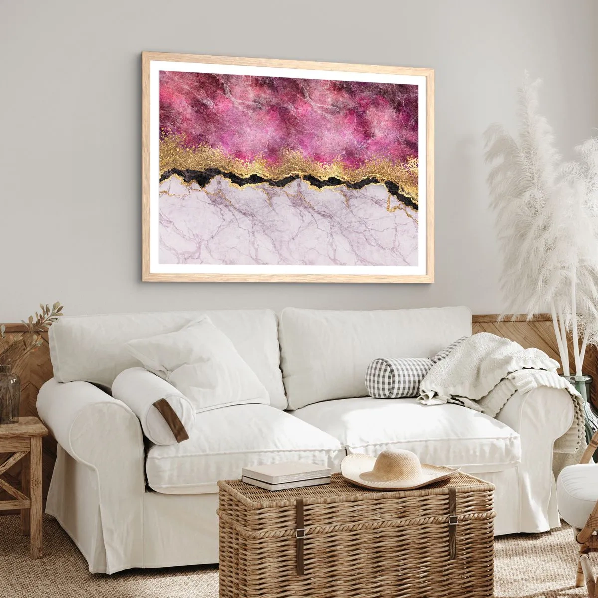 Een poster in een licht eiken lijst - Op de grens - 50x40 cm