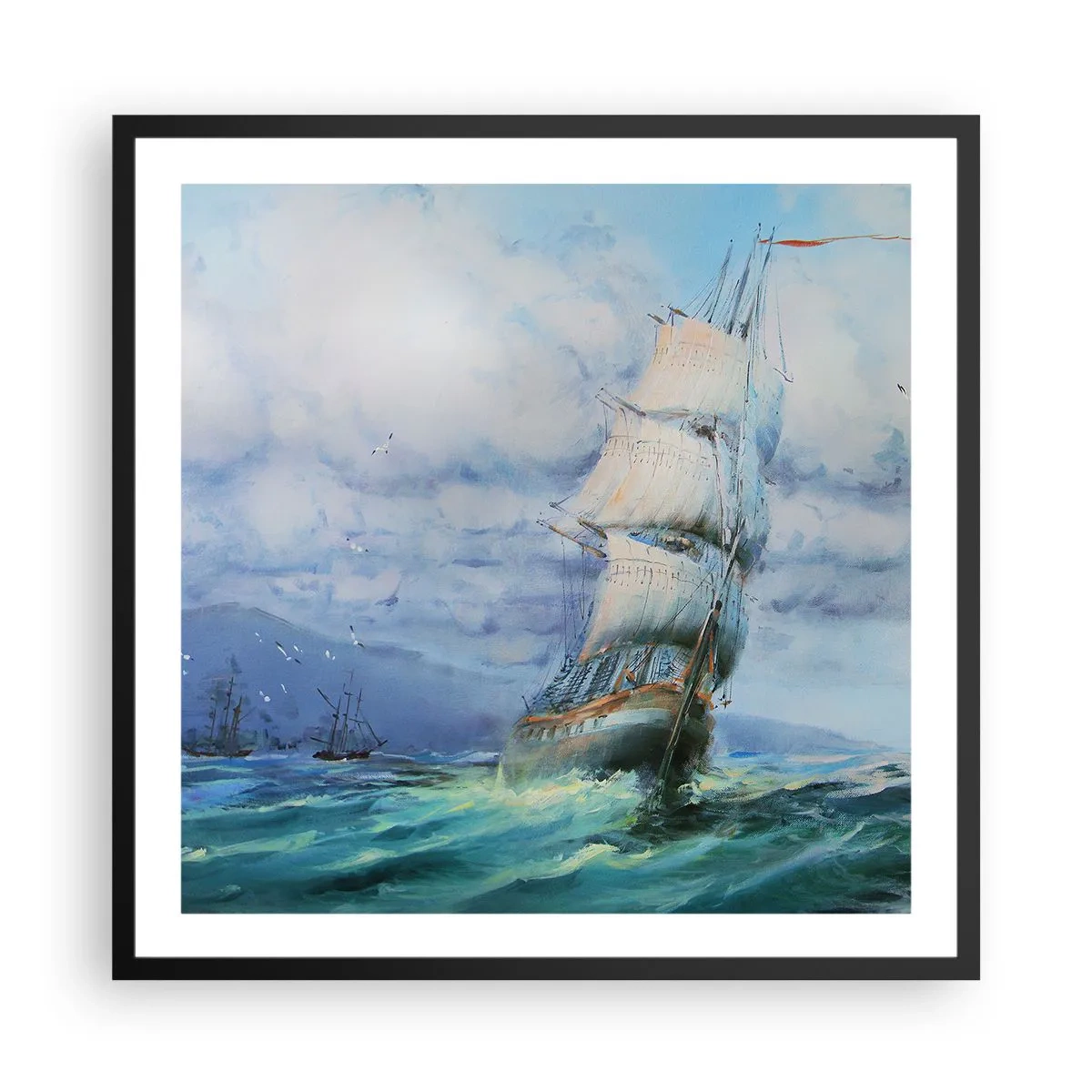 Poster in een zwarte lijst - Goede wind - 60x60 cm