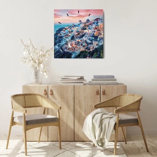 Wandklok - Klok - Je geweldige Griekse vakantie - 30x30 cm