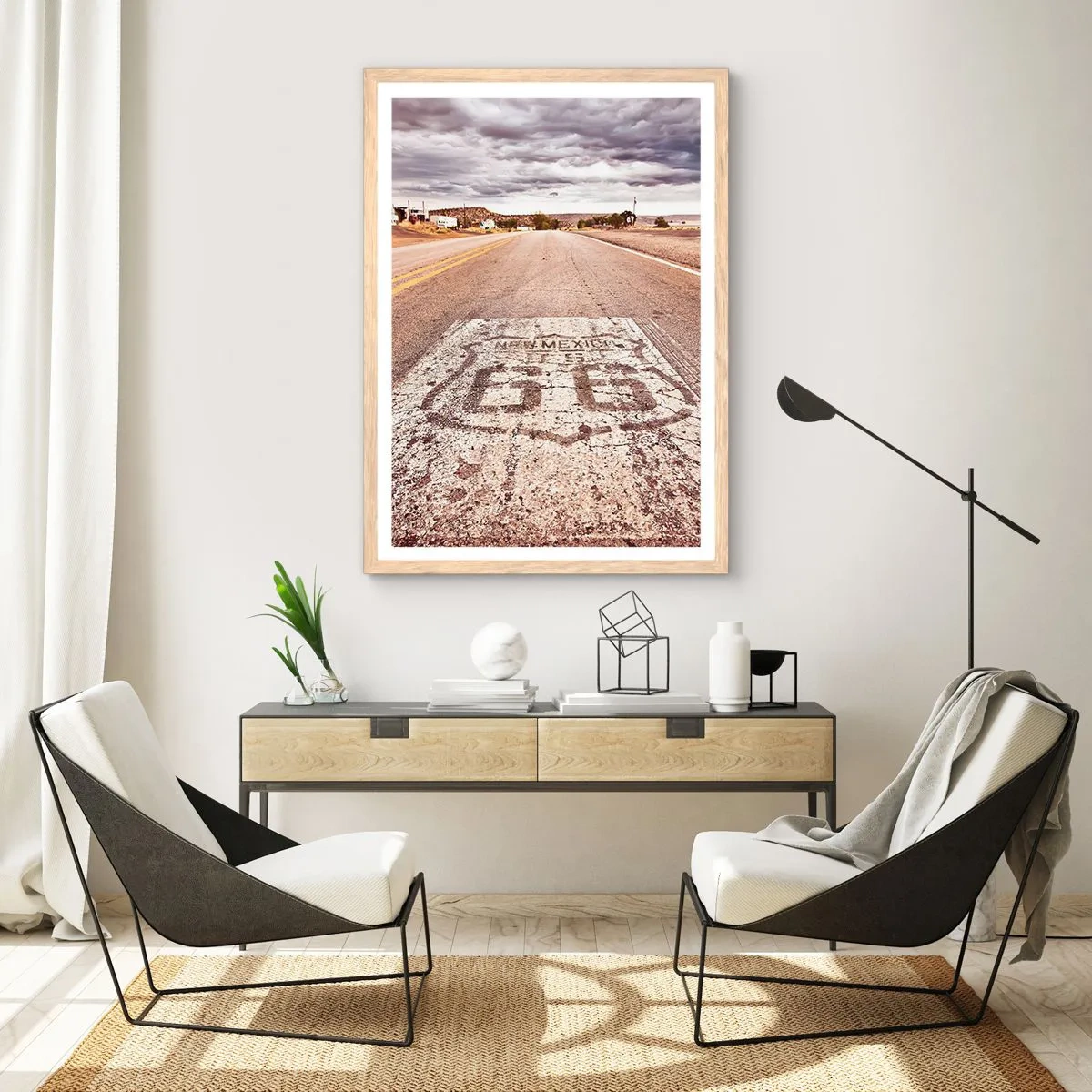 Een poster in een licht eiken lijst - Mother Road - een Amerikaanse legende - 70x100 cm