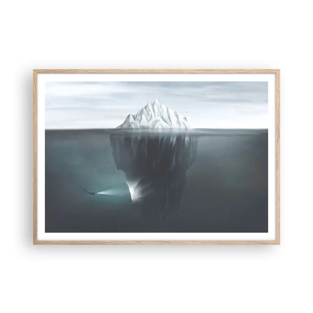 Een poster in een licht eiken lijst - Onderwater mysterie - 100x70 cm