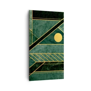 Schilderen op canvas - Dynamiek van goud en azuur - 55x100 cm