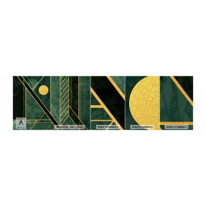 Fotobehang Staaltje Standard Eco - Dynamiek van goud en azuur - Abstractie, Deel, Geometrisch patroon - 100x30 cm