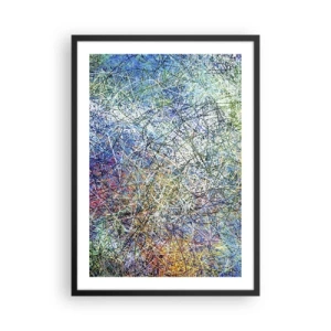 Poster in een zwarte lijst - Kleurrijke abstractie met dynamische lijnen en blauwtinten - 50x70cm - Het is niet zo eenvoudig - Moderne wanddecoratie voor woonkamer en slaapkamer ARTTOR
