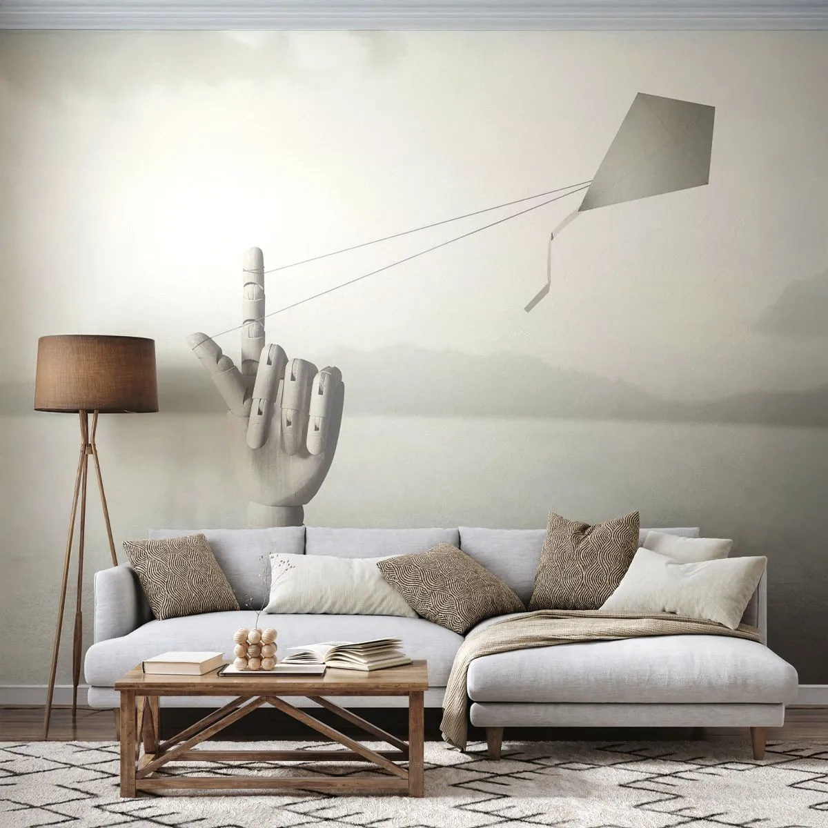 Zelfklevend Fotobehang Deluxe Sticker - Krachttest - Abstractie, Hand, Vlieger - 450x315 cm