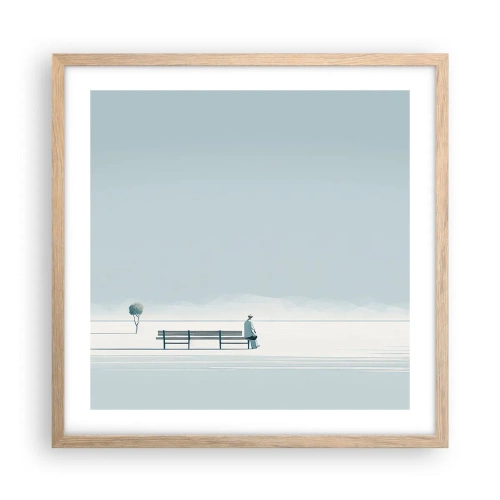 Een poster in een licht eiken lijst - Ja, ik wacht. - 50x50 cm