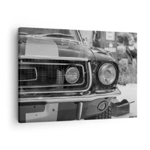 Schilderen op canvas - Zwart-witte klassieke automotorkap - 70x50cm - Hard rijden - Moderne wanddecoratie voor woonkamer en slaapkamer ARTTOR