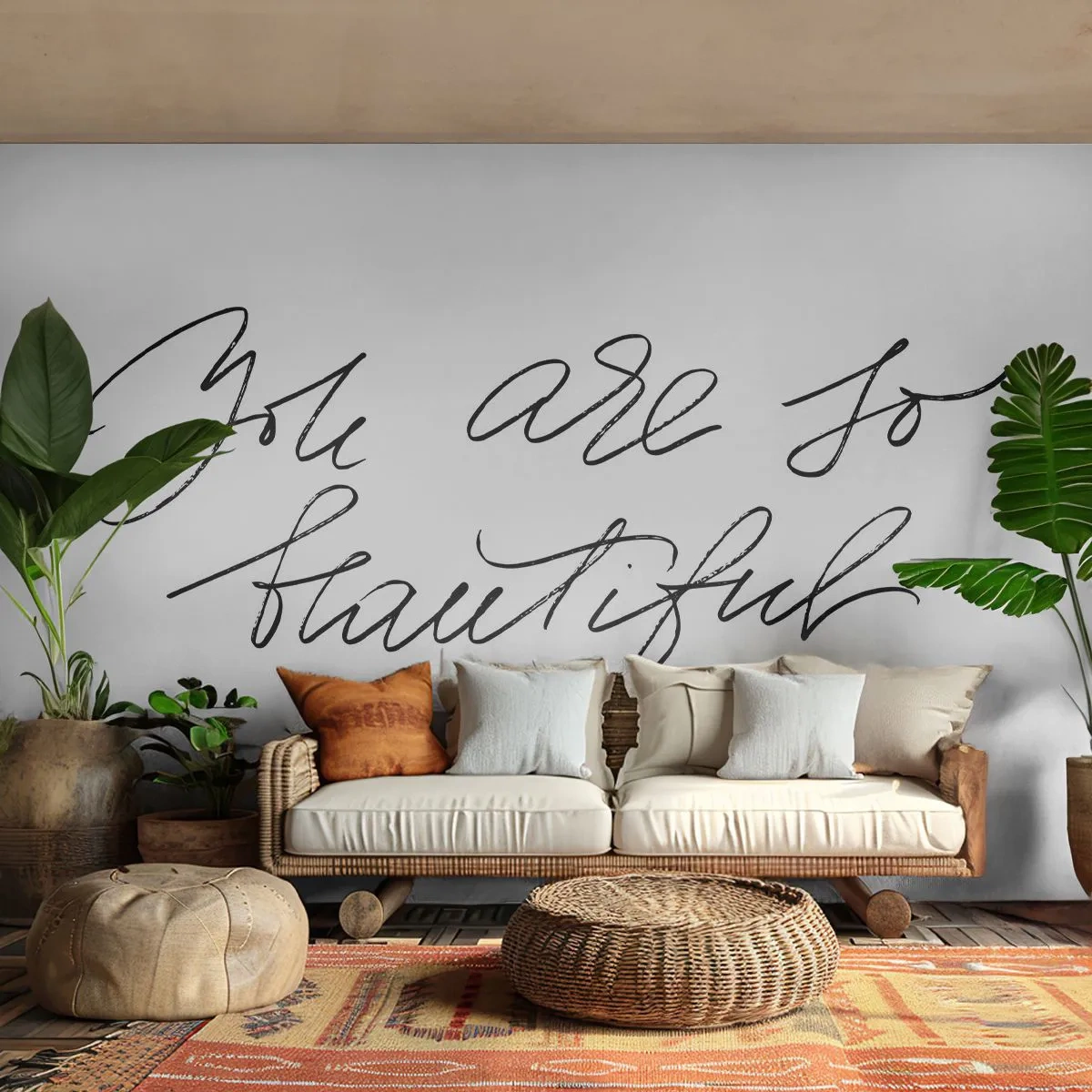 Fotobehang Premium Sand - Geloof het echt... - Typografie, Bevestiging, Maxim - 400x280 cm