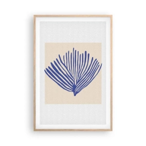 Een poster in een licht eiken lijst - Blauwe waaier - 61x91 cm