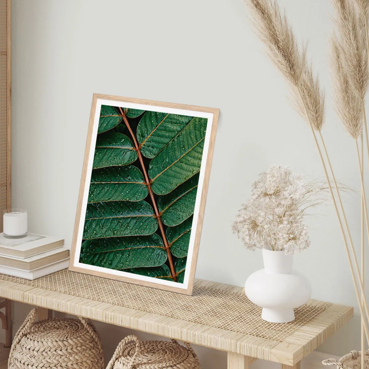 Een poster in een licht eiken lijst - In een groen ritme - 30x40 cm