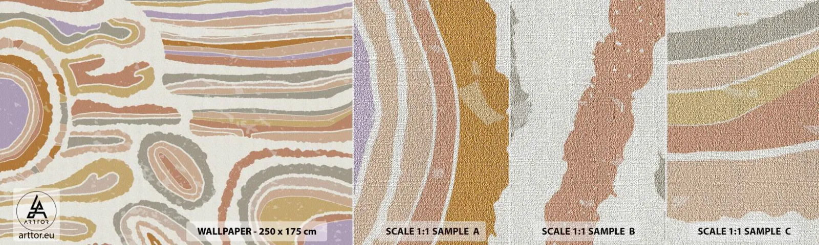 Fotobehang Monster Premium Canvas - Kleurrijke doorsneden - Pastel, Boho, Minimalistisch - 100x30 cm