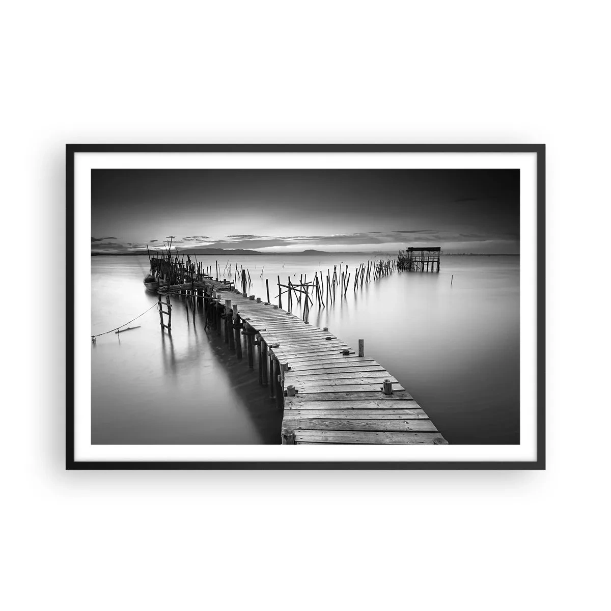Poster in een zwarte lijst - De rust van een vergeten kust - 91x61 cm