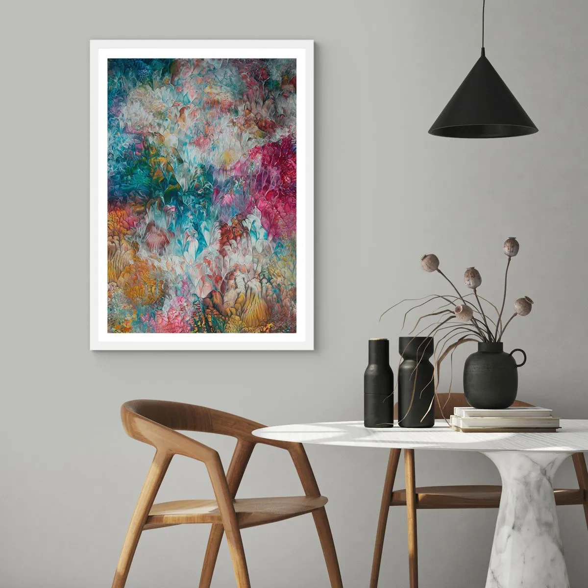 Poster in een witte lijst - Volledig in bloei - 70x100 cm