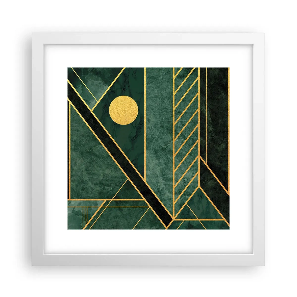 Poster in een witte lijst - Dynamiek van goud en azuur - 30x30 cm